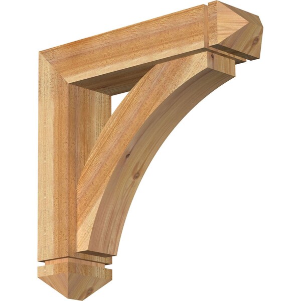 Ekena Millwork Thorton Arts and Crafts Rough Sawn Bracket w/ Offset Brace, Western Red Cedar, 6"W x 24"D x 24"H BKT0604X24X24THR03RWR - main
